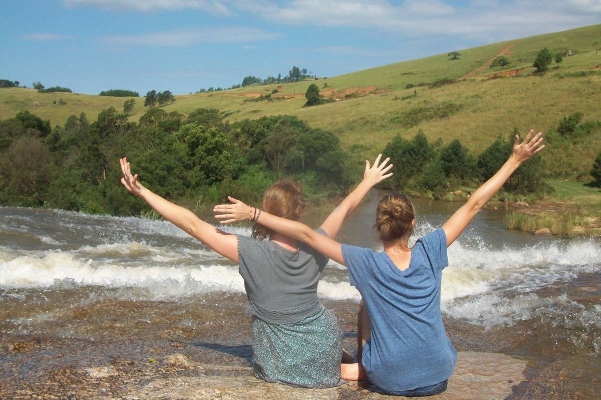 Volunteers watching the rapids