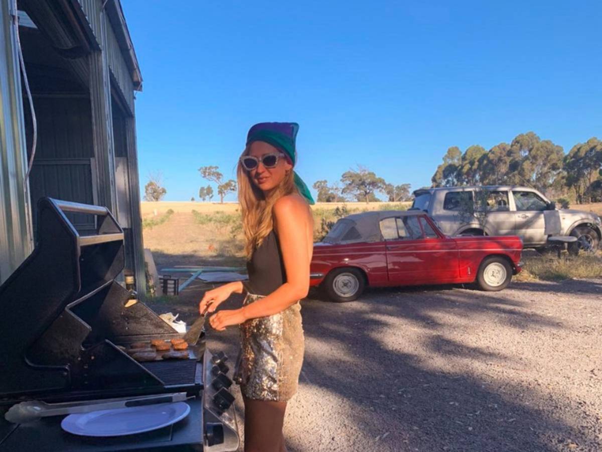 Woman BBQ-ing