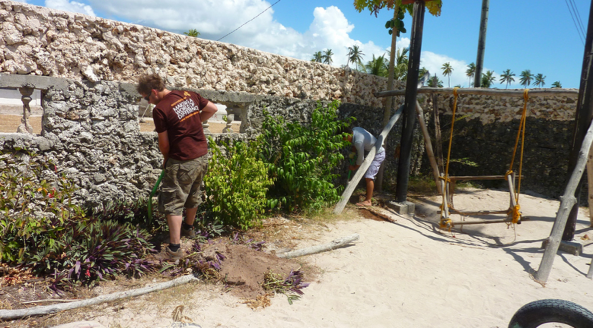 Working on school playground