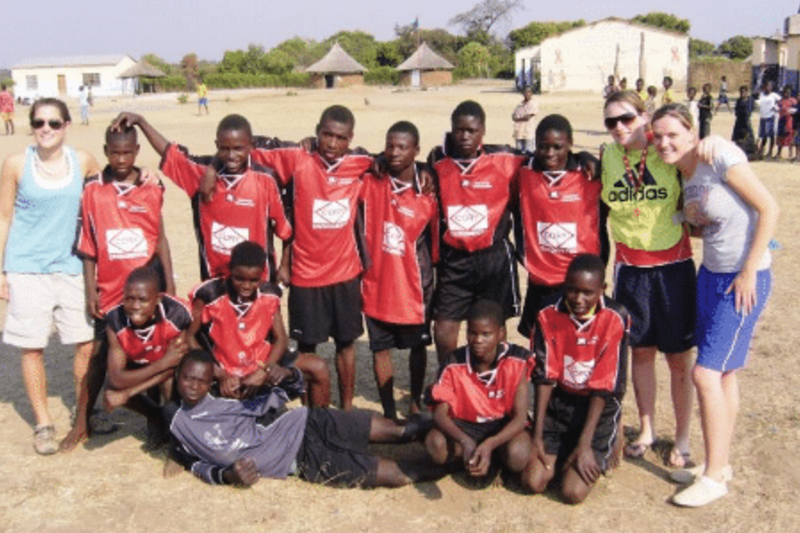 Girls teaching football Sports Development and Rural Community Work in Zambia