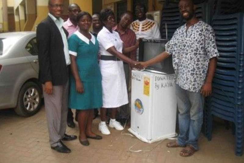 locals with medical supplies donation