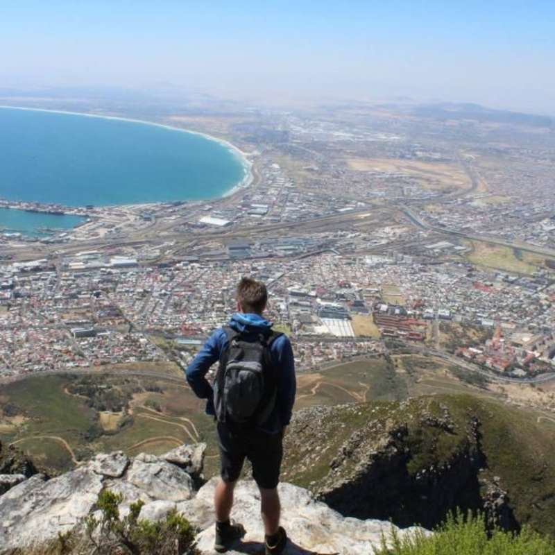 Hiker enjoying the view in Cape Town South Africa
