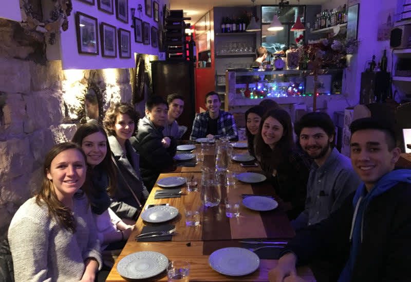 students dining out in Barcelona