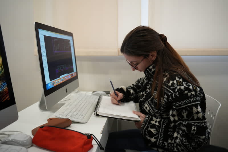 A student working at a computer