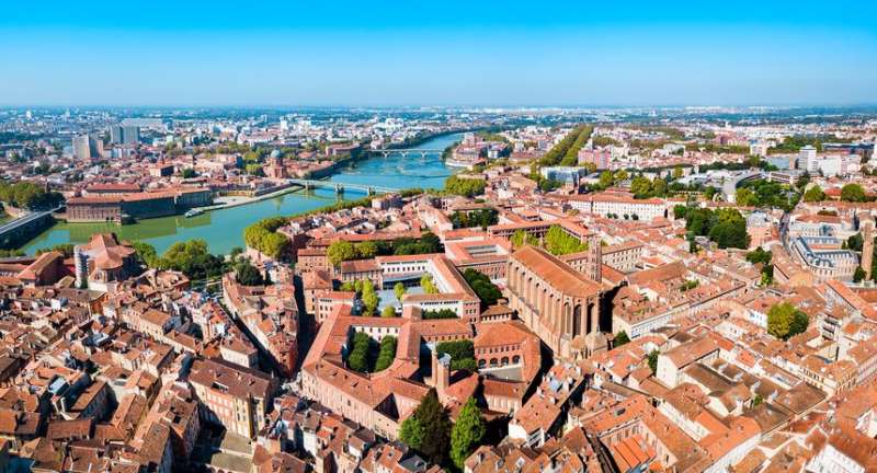 Aerial view of the city of Toulouse