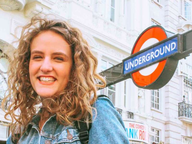 AIFS Abroad participant in London, England at the Underground tube station