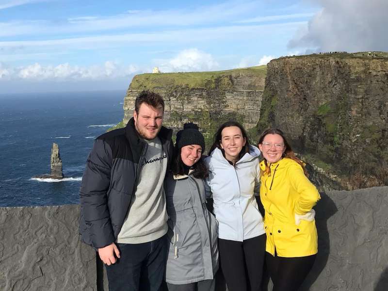 AIFS Abroad students in Ireland exploring the Cliffs of Moher