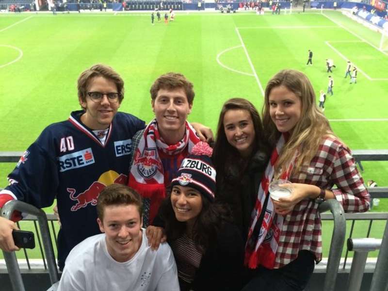 AIFS Abroad study abroad students in Salzburg, Austria at a soccer game