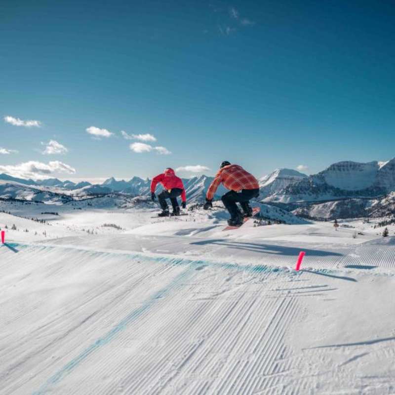 Skiers in action in The Rockies Canada 