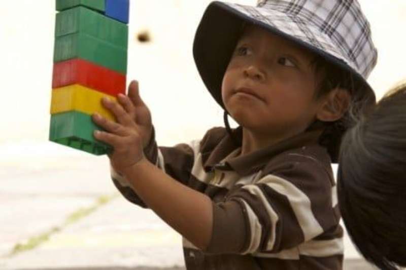 Child with lego