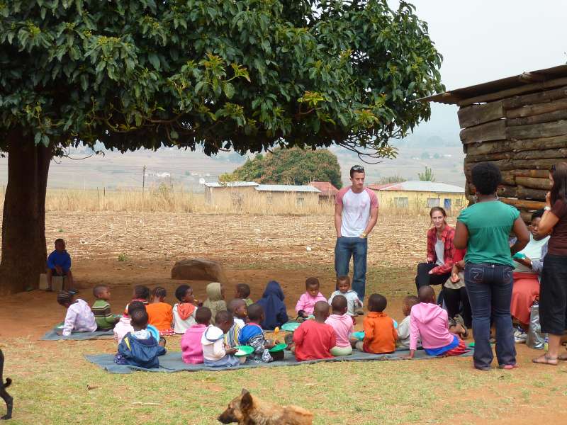 Children eating outside