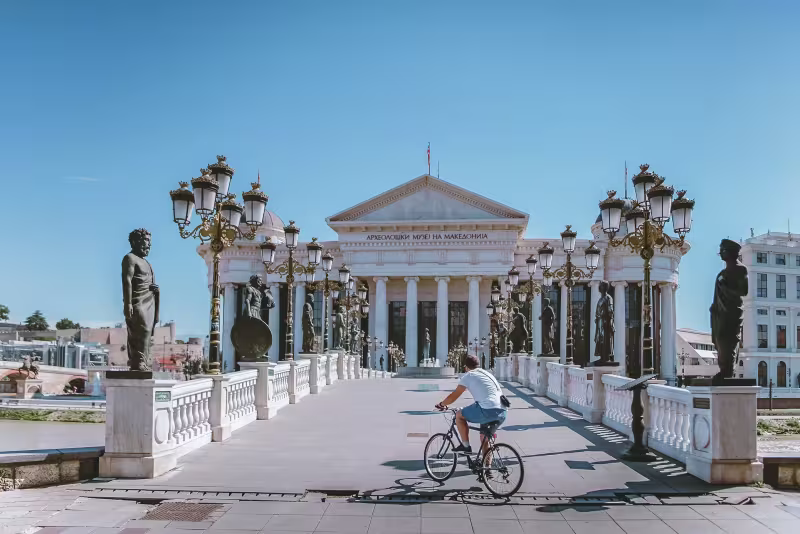 Cycle touring in the capital of N. Macedonia
