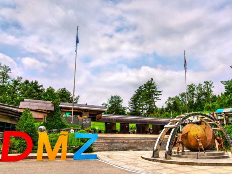 DMZ sign near Third Infiltration Tunnel Visitor Center in Korean Demilitarized Zone, South Korea