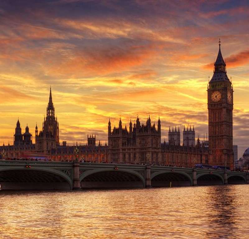 London skyline at sunset