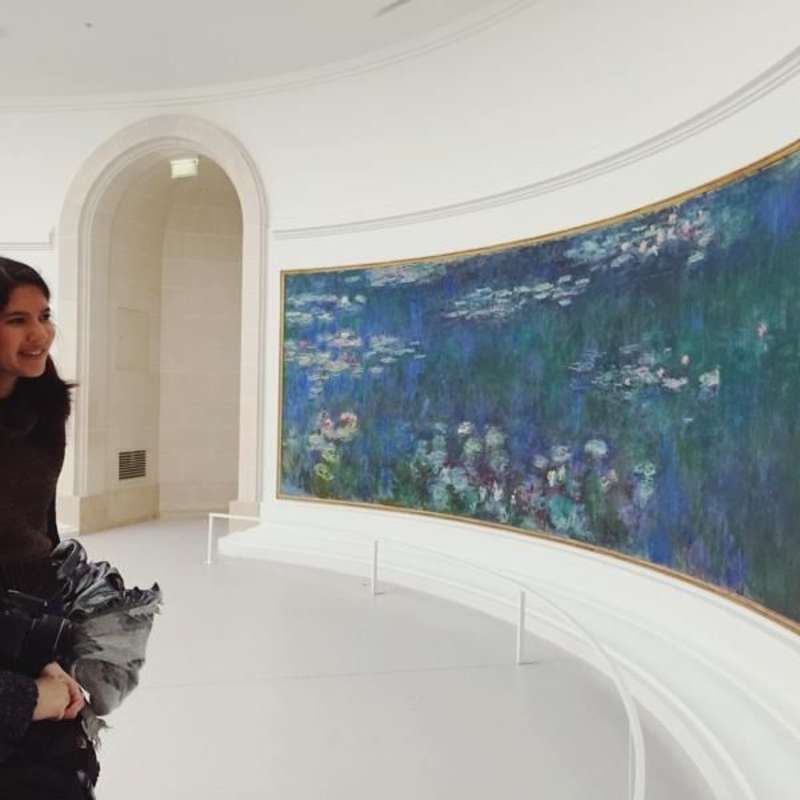 Paris intern enjoying art work
