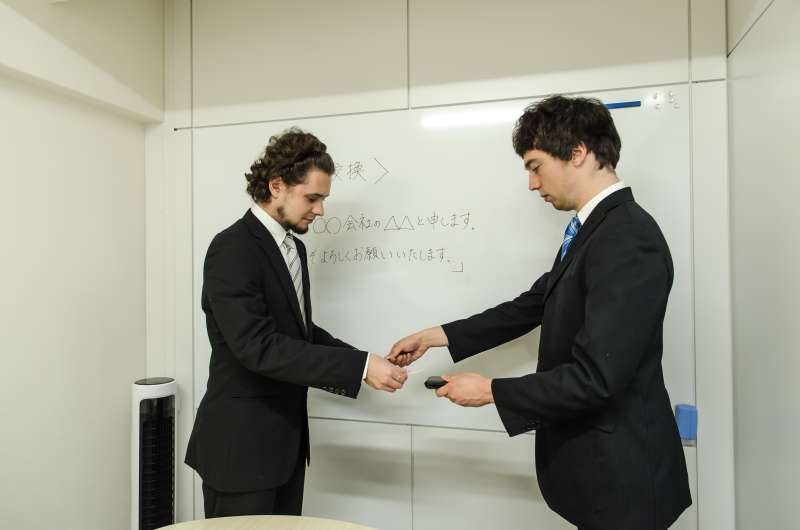 Exchanging Business cards