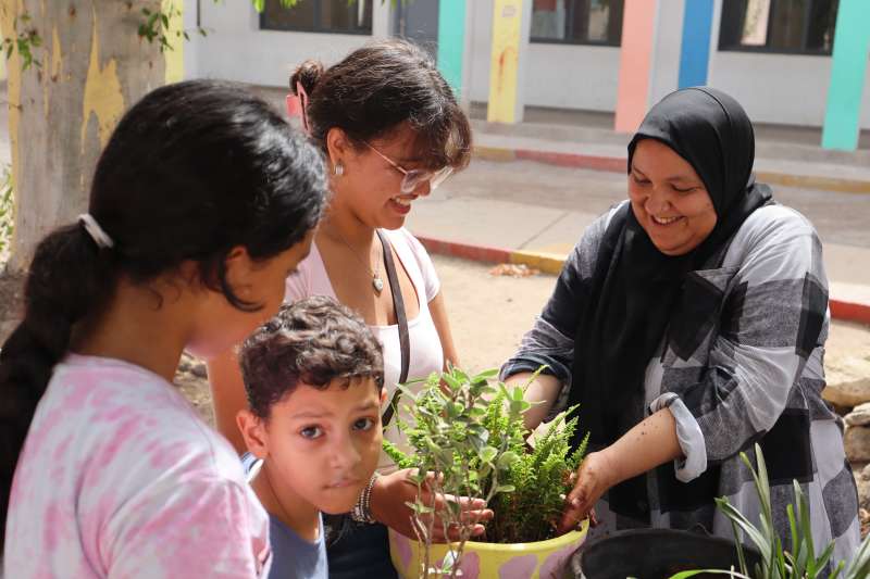 Family on street of Mohammedia
