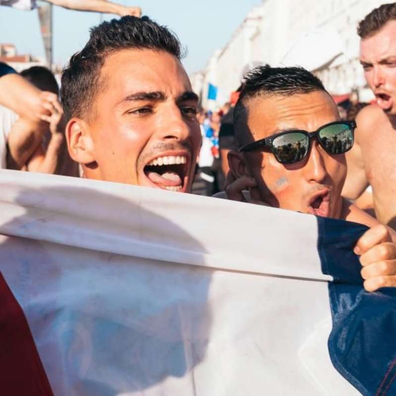 men with flag