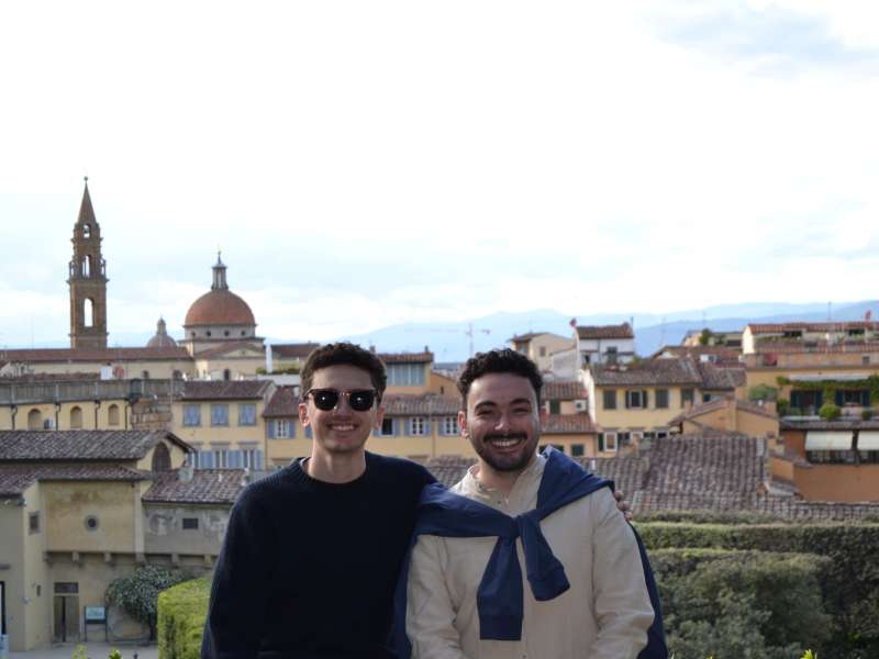 Friends in front of the Boboli Gardens in Florence, Italy