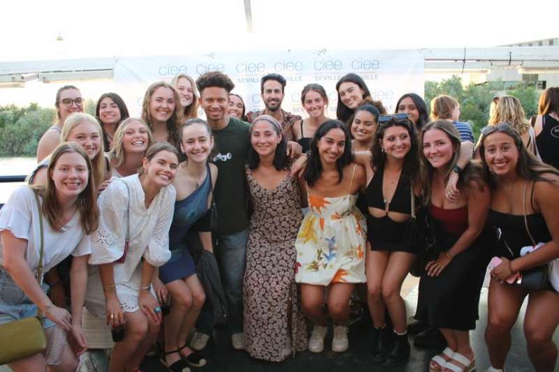 Gap students with their flamenco teacher abroad