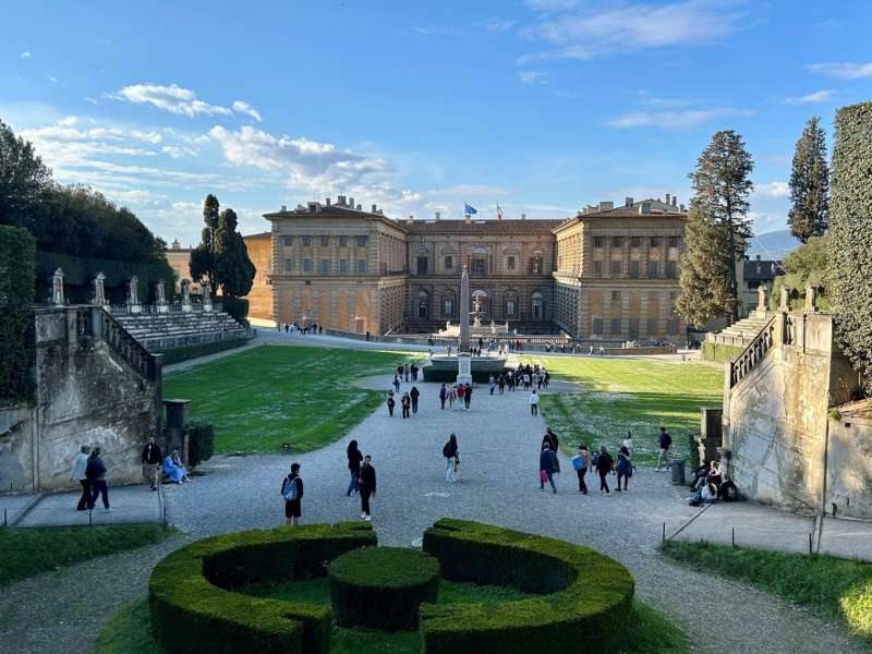 gardens leading to a government building in florence