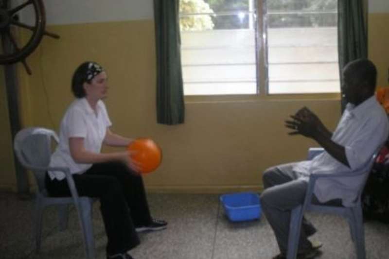 Physiotherapy session with a ball