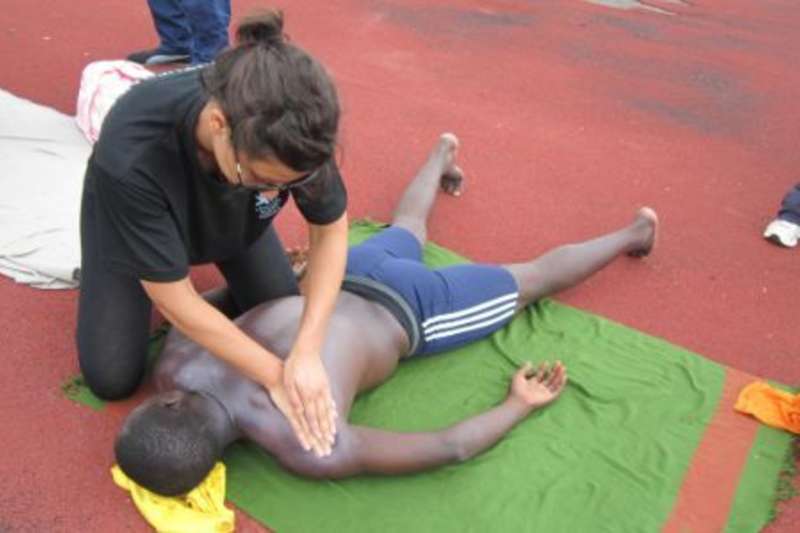 Physiotherapy session on an athlete