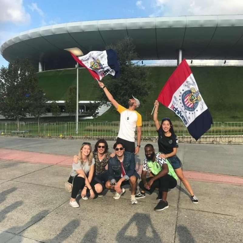 Graduates at Soccer Game, GO CHIVAS Team
