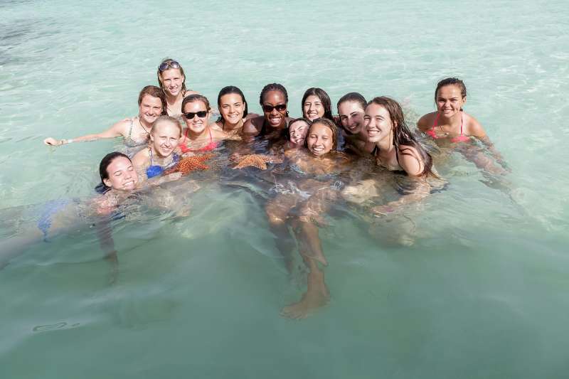 Group in crystal clear waters