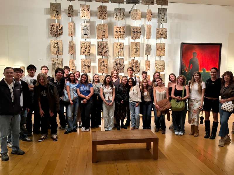group of SBCC students in front of art in British Museum