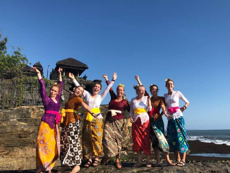 Group of students on beach in Indonesia