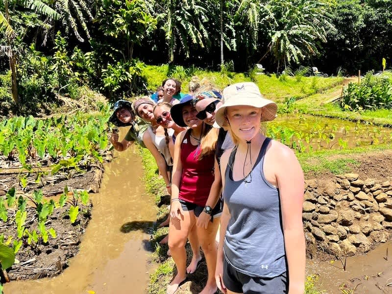 Group photo of volunteers working on local farm in Hawaii