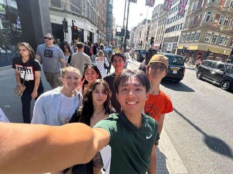 Group selfie in London