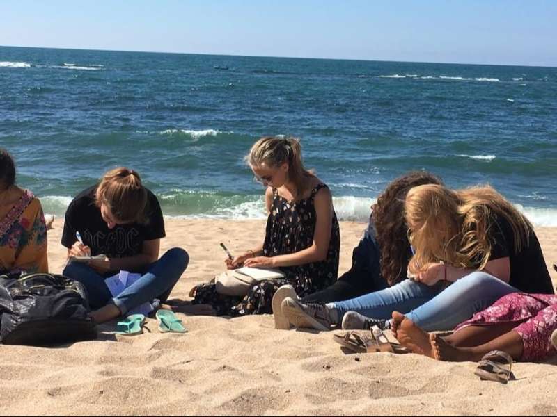 High school students on the beach in Morocco