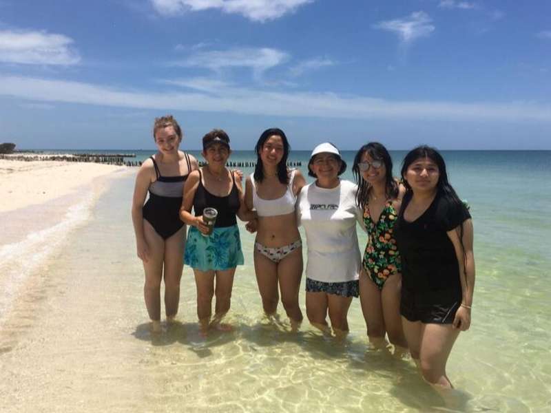 High schoolers at the beach in Mexico