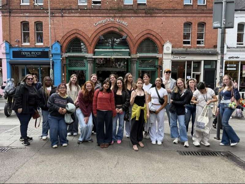 High schoolers on program posing in front of George Street arcade in Dublin