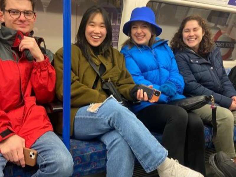 IES Abroad students riding the London Underground.