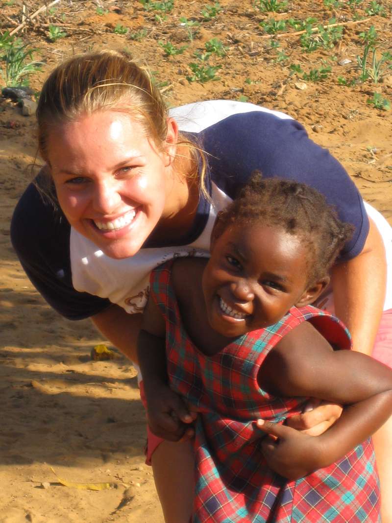 Local girl with a volunteer