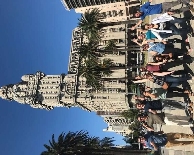 Students gather in the city of Montevideo during a study abroad with USAC