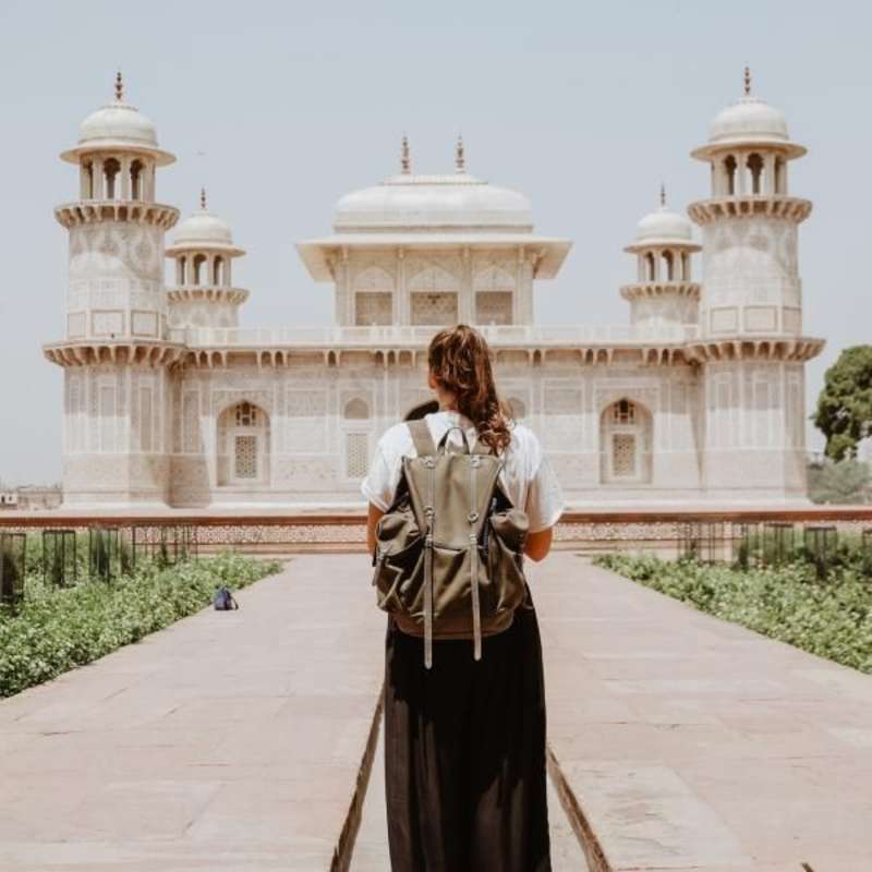 girl infront of temple