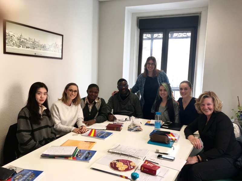 Intensive Spanish class for students on a study abroad internship in Spain