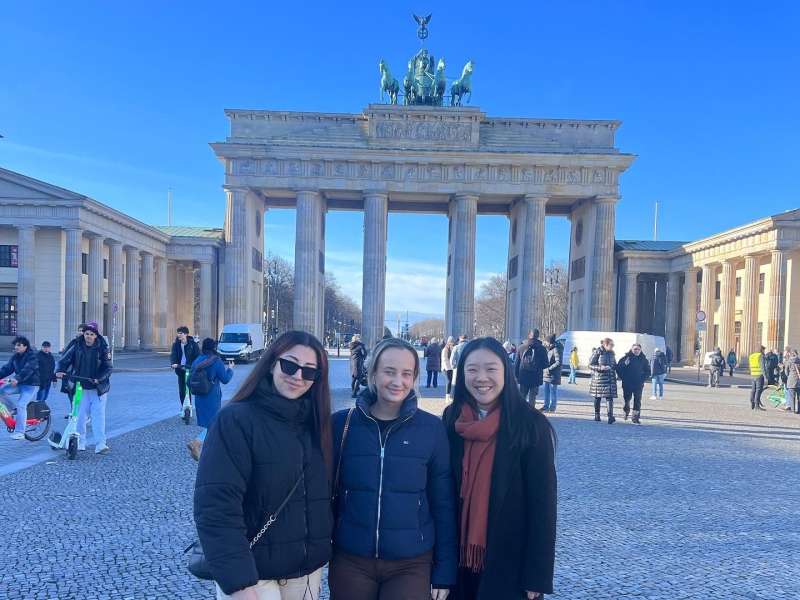 International students and TEFL teachers visiting Berlin's Brandenburg Gate in Germany.