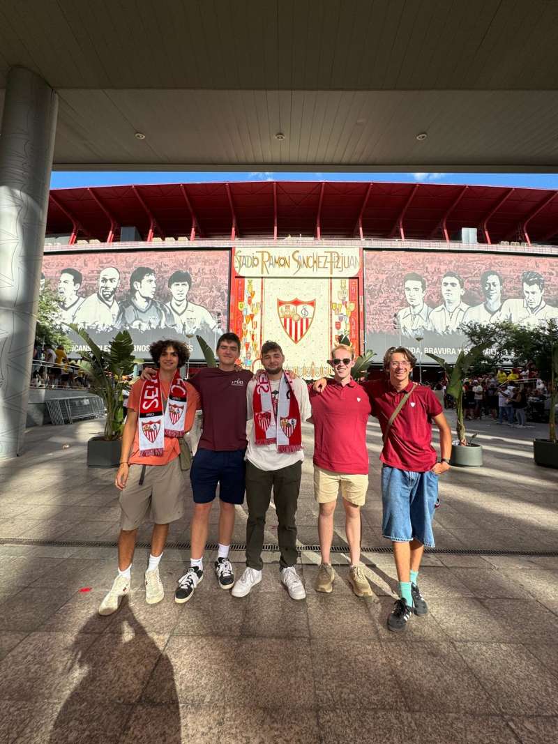 Interns at futbol game in Seville