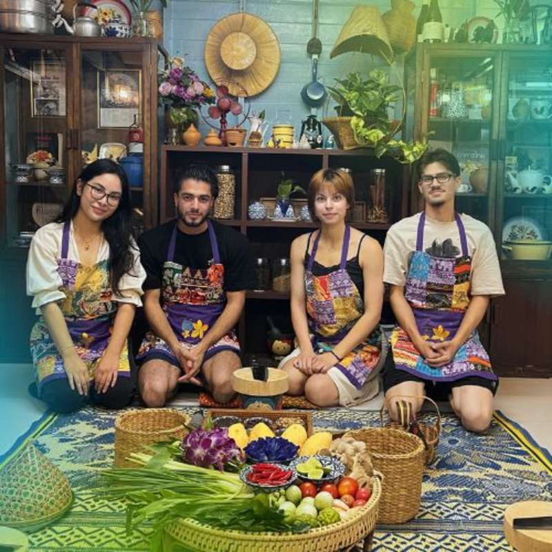 Interns with The Intern Group taking a Thai cooking class.