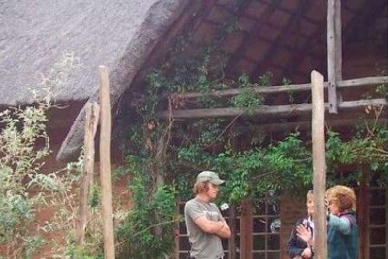 Volunteers outside Victoria Falls Lion Rehabilitation in Zimbabwe