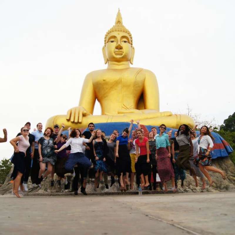 TESOL students visiting a buddhist temple during the cultural orientation week of the TESOL course