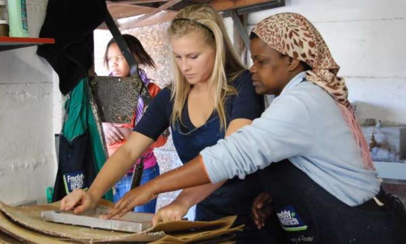 Learning to make paper in Hout Bay