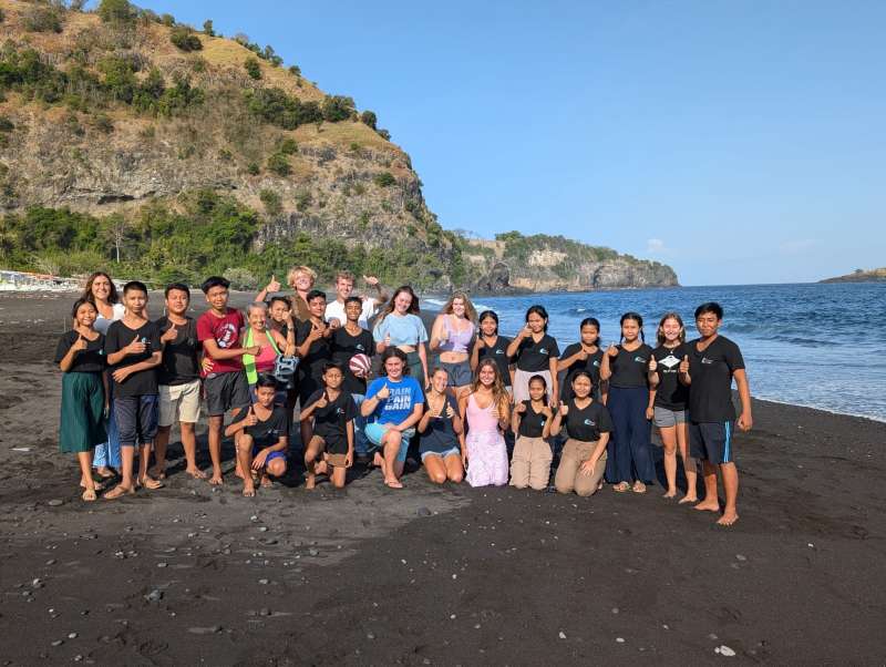 local friends on the beach in Bali