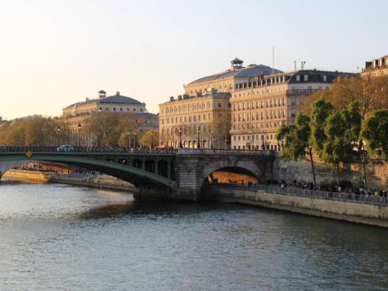 Looking over the Seine River in Paris, France.