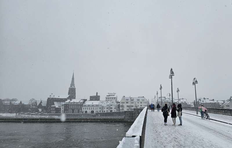 Maastricht on a snowy day in winter